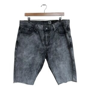 Marc Ecko Cut & Sew Denim Shorts Mens‎ Size 36 Gray Wash Distressed Frayed